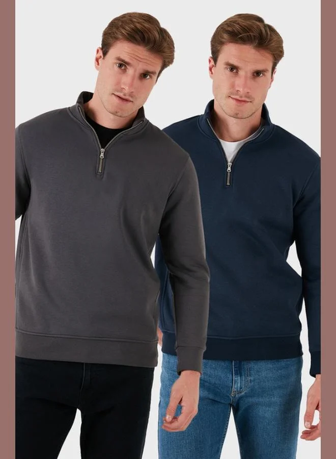 Buratti Buratti Cotton Regular Fit Stand-Up Collar 2-Pack Men's Sweatshirt 59052592S2