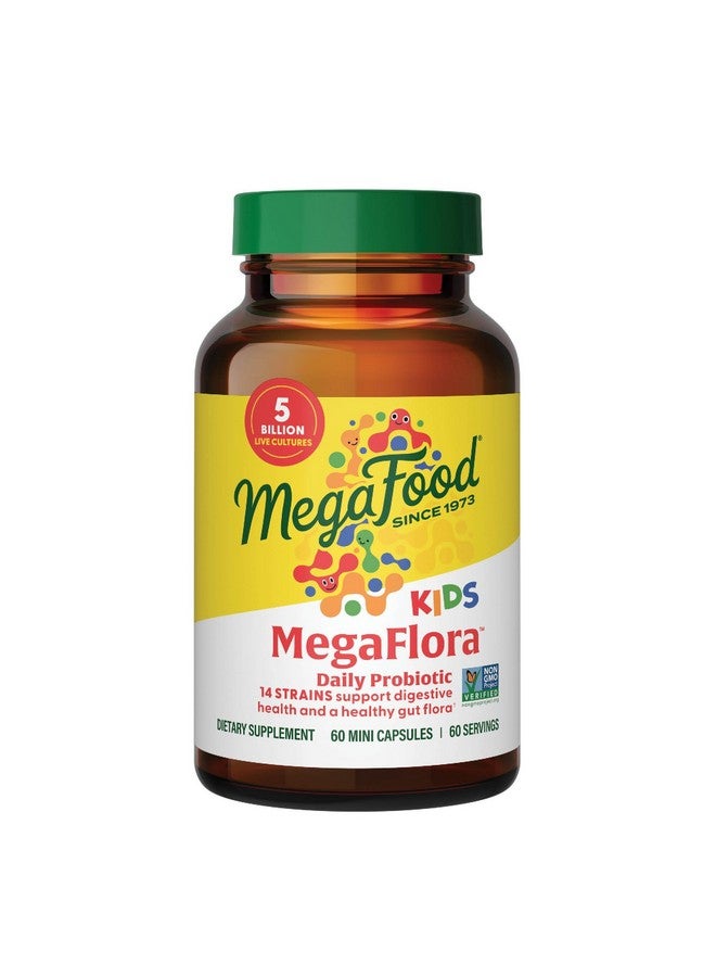 MegaFood MegaFlora Probiotics for Kids - Probiotics for Digestive Health - 5 Billion CFUs - Non-GMO, Vegetarian, Made Without 9 Food Allergens - 60 Mini Capsules (60 Servings) - Image 1