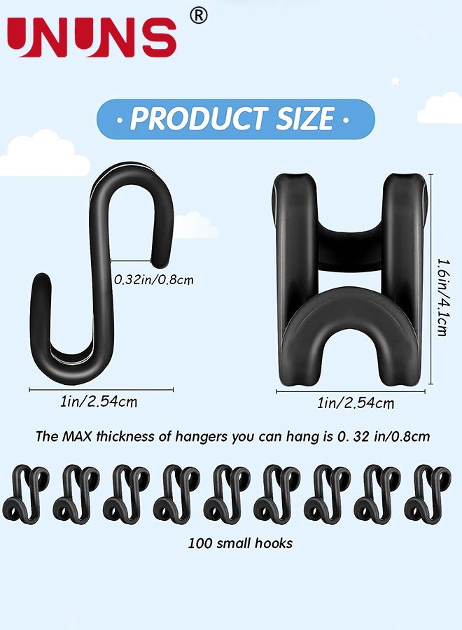 UNUNS Space-Saving Clothes Hanger Hooks,100 Pack Heavy Duty Cascading Clothes Hanger Hooks,Cascade Hangers To Create Up To 5X More Closet Space For Clothes - Image 2