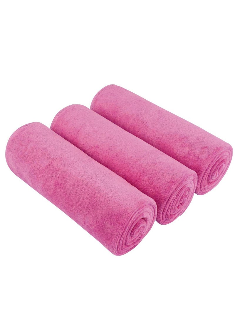 Fabienne Microfiber Gym Towel, Hand Towel, Face Towel, Microfiber Car Cleaning Towel Soft and Durable, 3-Piece,  50x90 Cm - Pink - Image 2