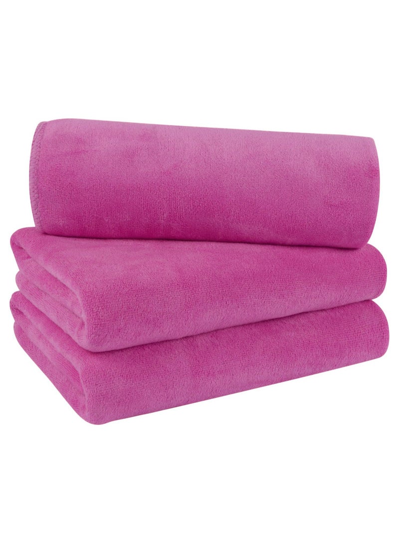 Fabienne Microfiber Gym Towel, Hand Towel, Face Towel, Microfiber Car Cleaning Towel Soft and Durable, 3-Piece,  50x90 Cm - Pink - Image 3