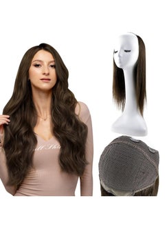 Full Shine U Shape Wig Human Hair Darkest Brown Real Human Hair U Part Wigs Natural Hair Extensions One Pieces Remy Hair Half Wig 100Grams 12Inch  - Image 1