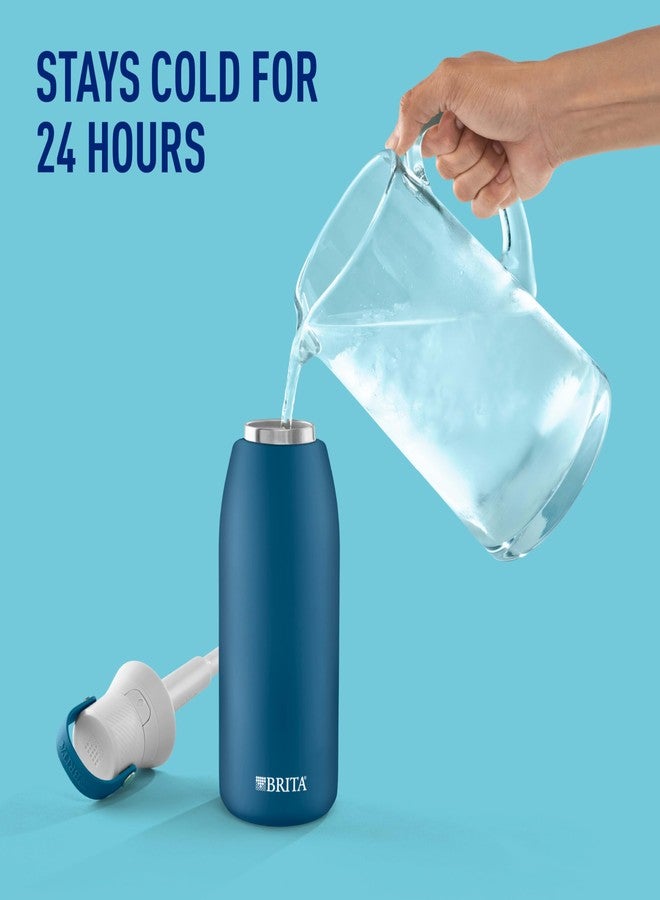 Brita Stainless Steel Premium Filtering Water Bottle, BPA-Free, Reusable, Insulated, Replaces 300 Plastic Water Bottles, Filter Lasts 2 Months or 40 Gallons, Includes 1 Filter, Marina - 32 oz - Image 4