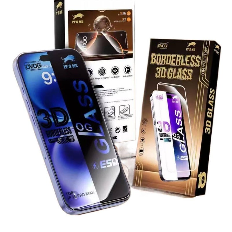iPhone 16 Pro Max Case Glass Phone for iPhone 16 16 Plus 16 Pro 16 Pro Max with HD Clear and 3D Curved Edge and Frameless Design in Clear - Image 5