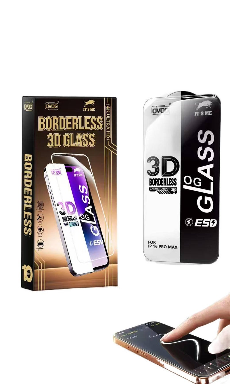 iPhone 16 Pro Max Case Glass Phone for iPhone 16 16 Plus 16 Pro 16 Pro Max with HD Clear and 3D Curved Edge and Frameless Design in Clear - Image 1
