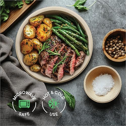 Stack Man Paper Plates, 100% Compostable Heavy Duty Disposable 10 Inch Plate - [125-Pack] - {PFAS-Free} - {BPI Certified} Eco-Friendly, Biodegradable Bagasse - Image 4