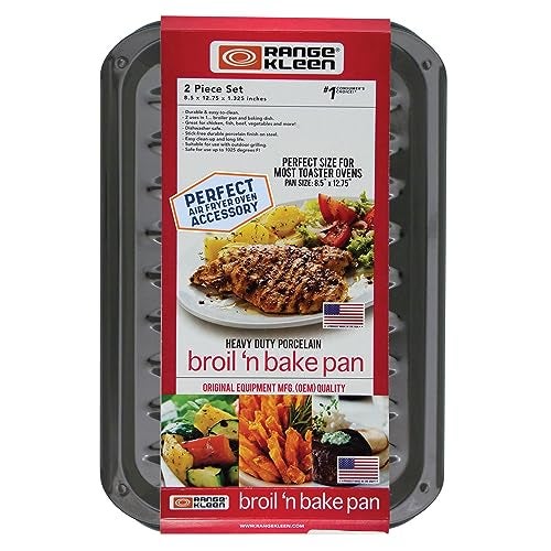 Range Kleen BP106X Air Fry, Bake and Broil Pan 8.5 x 12.75" Black - Image 1