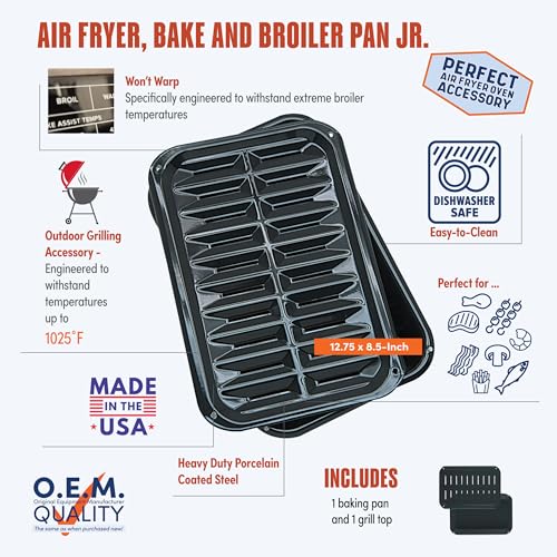 Range Kleen BP106X Air Fry, Bake and Broil Pan 8.5 x 12.75" Black - Image 2