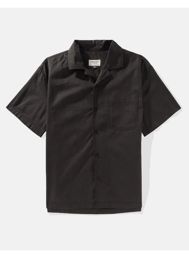 American Eagle AE Linen-Blend Button-Up Poolside Shirt