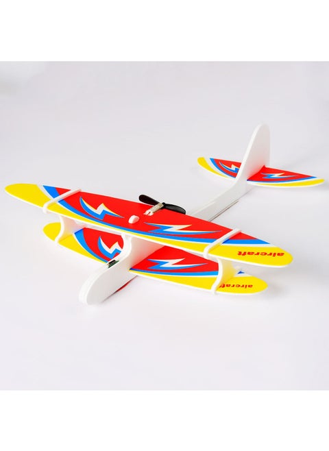 USB Charging Electric Hand Throwing Foam Aircraft Children's Assembled Biplane Glider Boys Outdoor Model Plays Source-Color:Wright Double Wing No. 2 (with Lights)-Specifications:One Pack