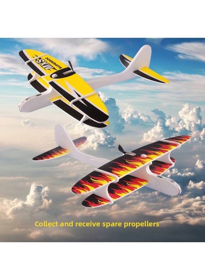 Generic - USB Charging Electric Hand Throwing Foam Aircraft Children's Assembled Biplane Glider Boys Outdoor Model Plays Source-Color:Wright Double Wing No. 2 (with Lights)-Specifications:One Pack - Image 1