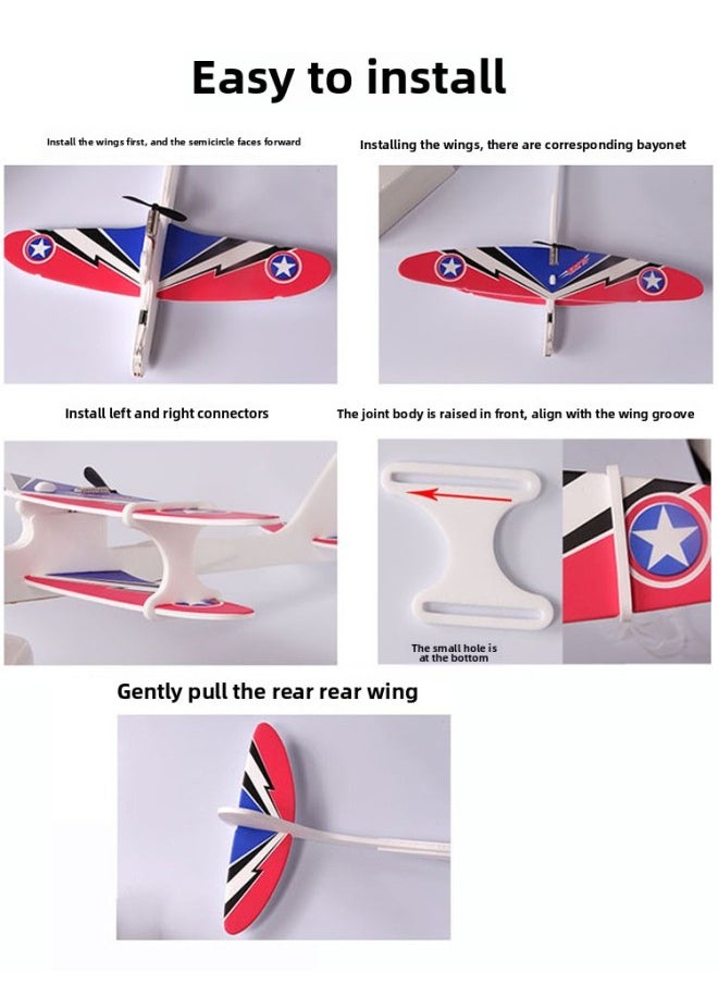 Generic - USB Charging Electric Hand Throwing Foam Aircraft Children's Assembled Biplane Glider Boys Outdoor Model Plays Source-Color:Wright Double Wing No. 2 (with Lights)-Specifications:One Pack - Image 1