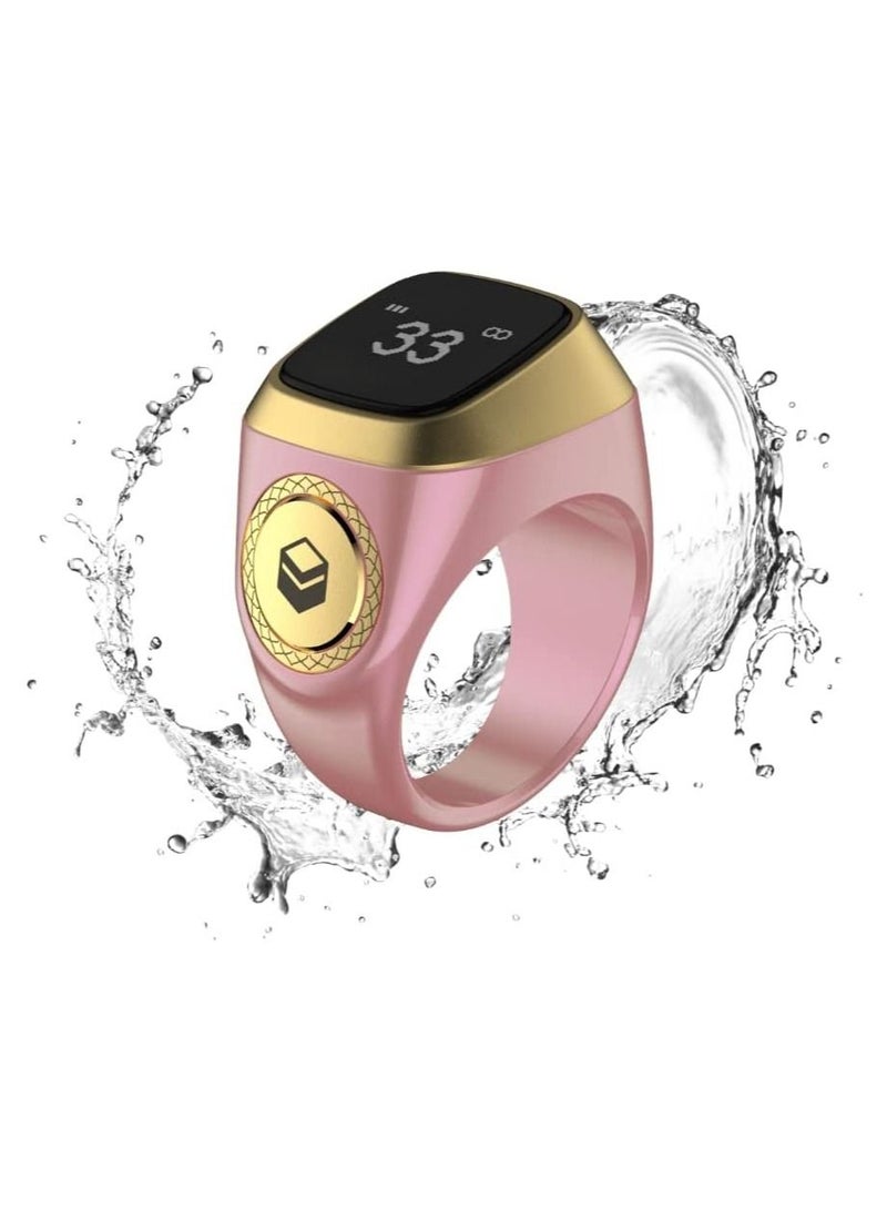 IQibla Zikr lite Smart Tasbih Tally Counter Ring Zikr Digital Tasbih 5 Prayer Time Reminder Bluetooth Pink 20mm - Image 1