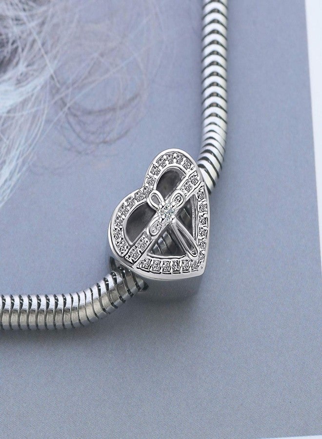 TGLS Cross Religious With God All Things are Possible Heart Bible Quotes Charms Crystal Bead Compatible with Pandora Charms Bracelets - Image 4