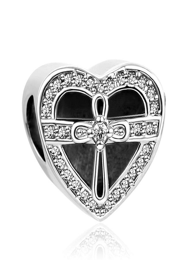 TGLS Cross Religious With God All Things are Possible Heart Bible Quotes Charms Crystal Bead Compatible with Pandora Charms Bracelets - Image 2