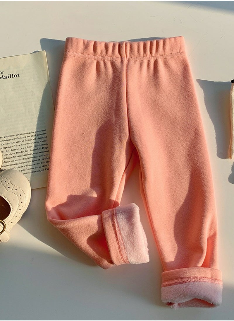 Loquat Kids Solid Color Thick Thermal Underwear Pants Cotton Soft Long Johns Base Layer Bottom Children's Pajama Pants Pink 