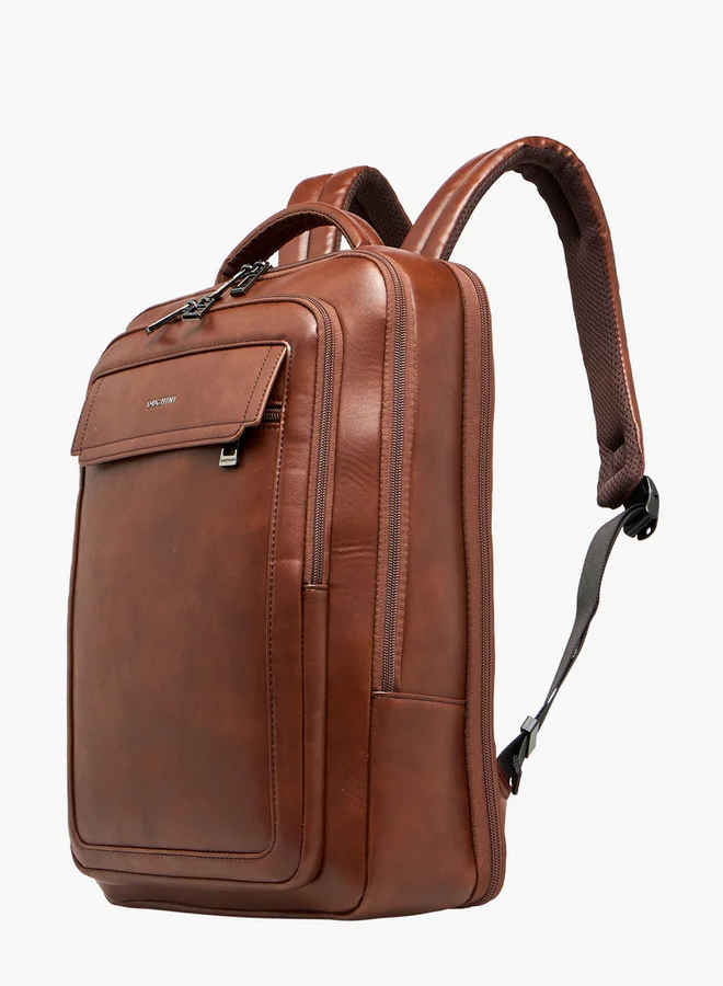 DUCHINI Solid Backpack with Top Handle and Zip Closure - 31x17x43 cm