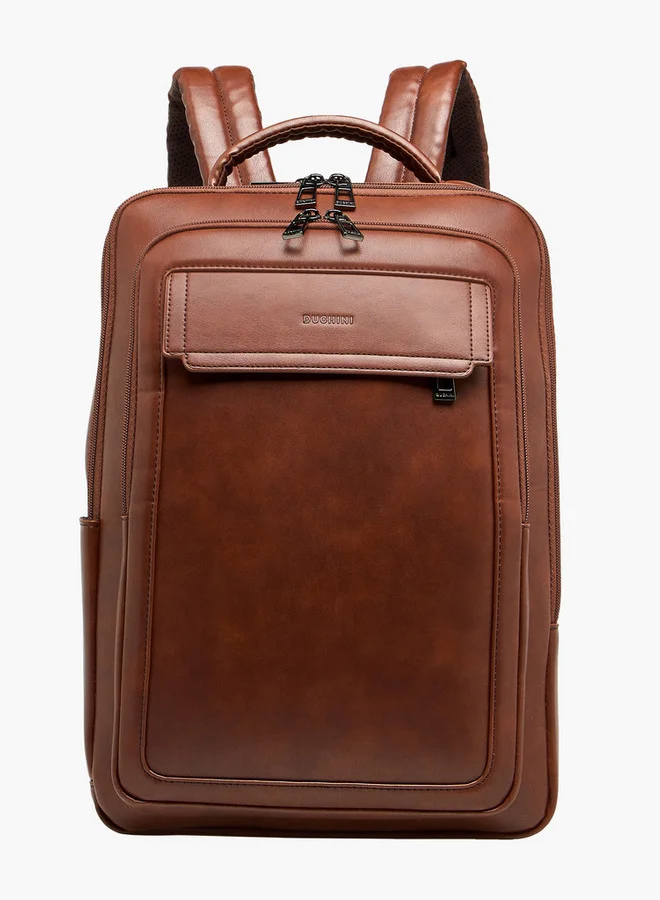 DUCHINI Solid Backpack with Top Handle and Zip Closure - 31x17x43 cm