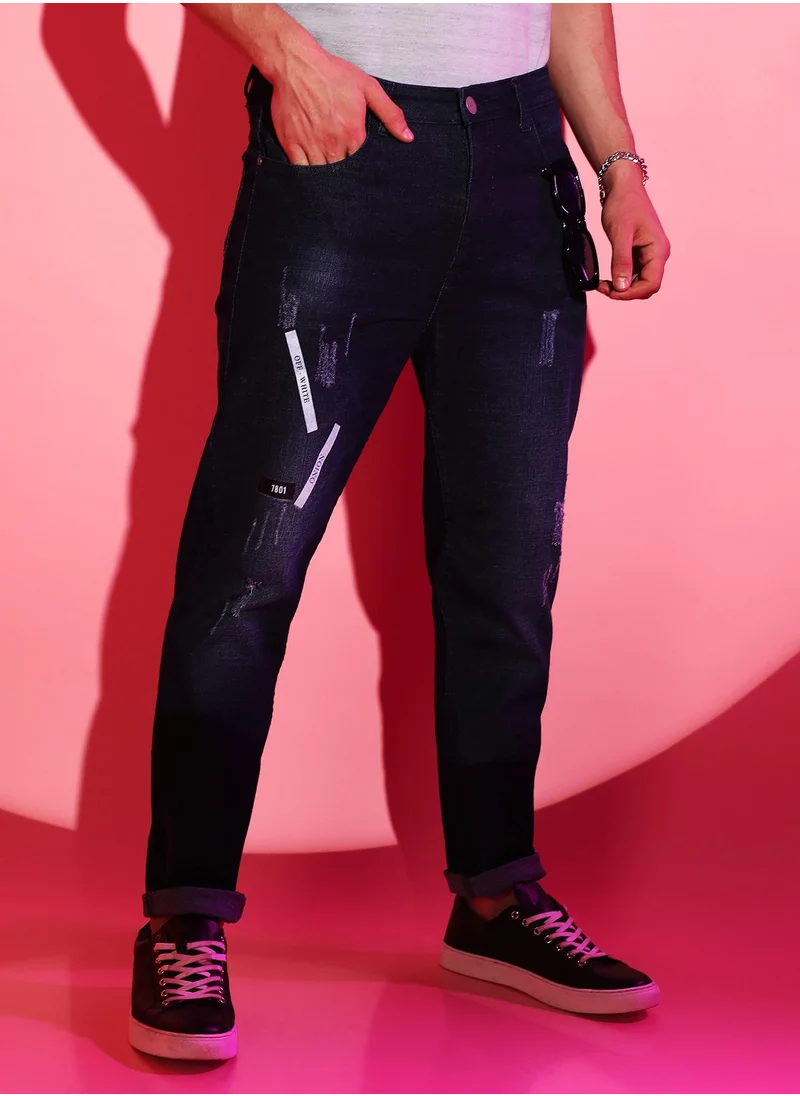 Campus Sutra Distressed Denim Jeans With Embroidered Details