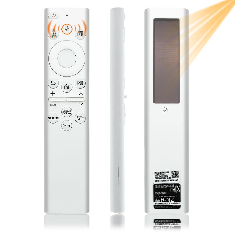 Bxmgr BN5901391A TM2281E Fit for Samsung TV Remote Compatible with Samsung Frame TV Remote 20212024 Neo LED Smart 4K Ultra HD TV with Bluetooth Rechargeable Solar Cell 4 Shortcut Buttons White - Image 2