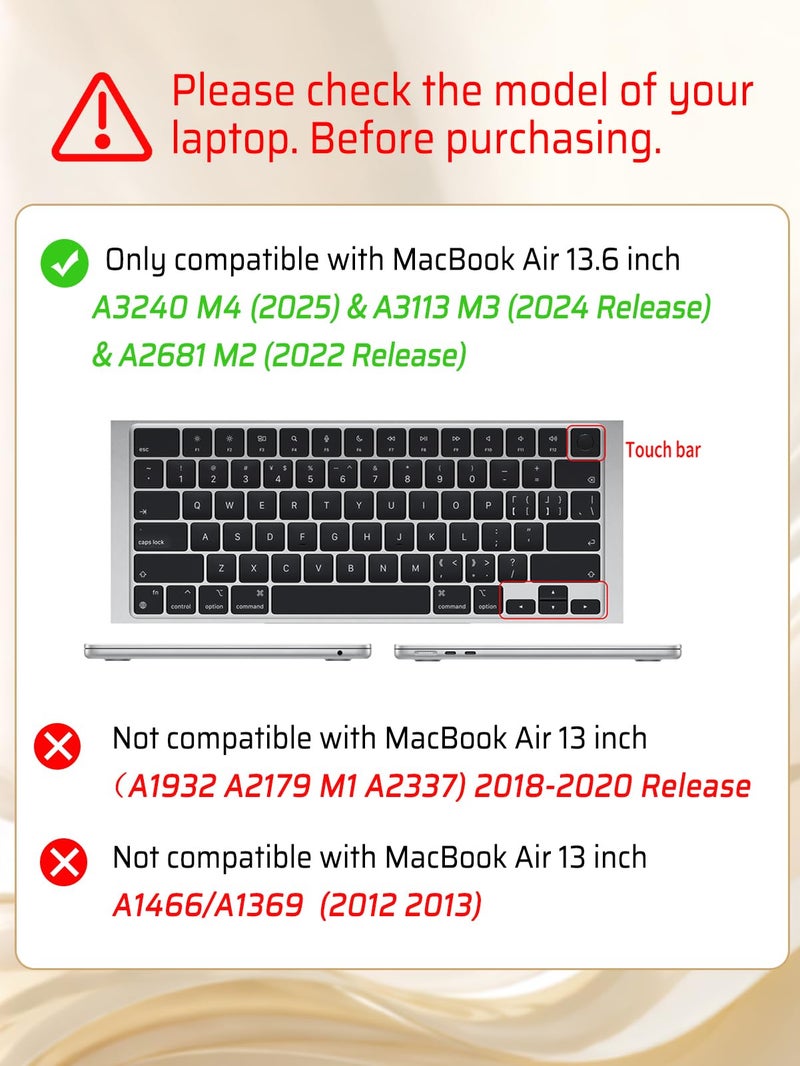 Seorsok Compatible with New MacBook Air 13.6 inch Case M5 M4 M3 M2 2026 2025-2022 Release A3449 A3240 A2681 A3113,Elegant Leather Plastic Hard Case with Keyboard Cover,Beige Woven No Logo Cutout - Image 3