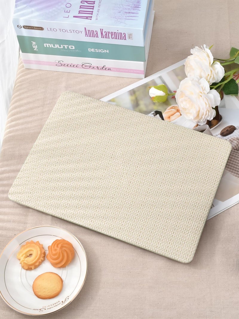 Seorsok Compatible with New MacBook Air 13.6 inch Case M5 M4 M3 M2 2026 2025-2022 Release A3449 A3240 A2681 A3113,Elegant Leather Plastic Hard Case with Keyboard Cover,Beige Woven No Logo Cutout - Image 4
