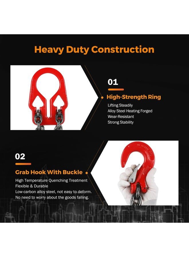 BEAMNOVA Lifting Chains with Adjuster Hooks, 3/8 Inch x 10 Ft, 7100lbs / 3.22 Tons, Chain Slings for Engine Hoist 2 Legs Industrial Grab Hook Heavy Duty - Image 5