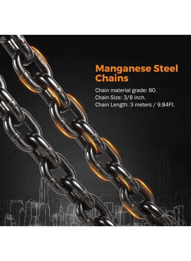 BEAMNOVA Lifting Chains with Adjuster Hooks, 3/8 Inch x 10 Ft, 7100lbs / 3.22 Tons, Chain Slings for Engine Hoist 2 Legs Industrial Grab Hook Heavy Duty - Image 3