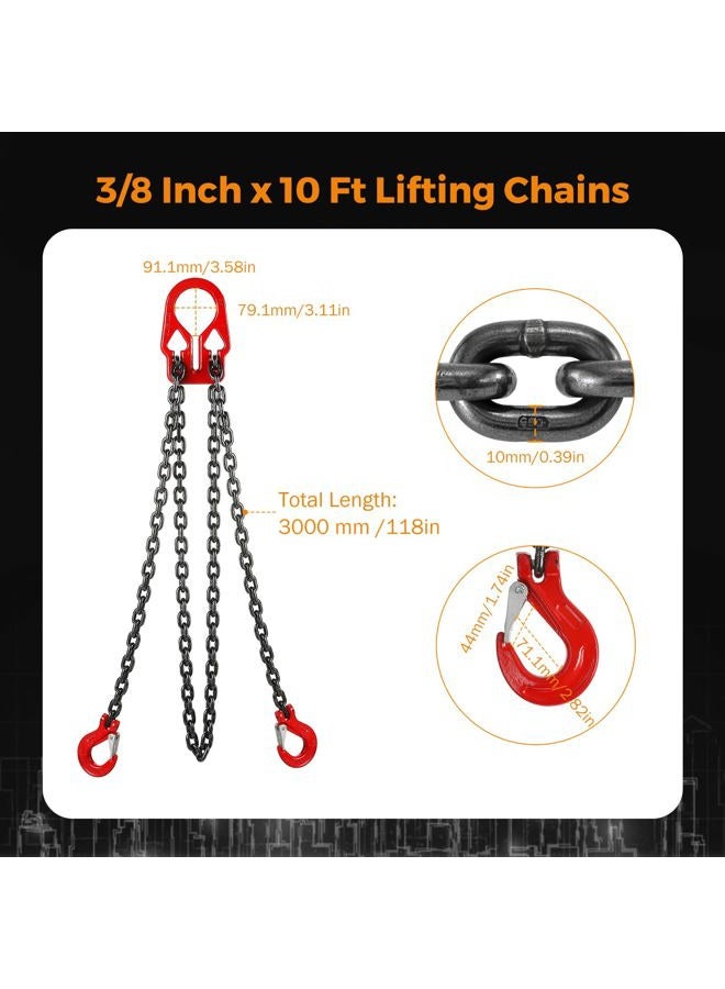 BEAMNOVA Lifting Chains with Adjuster Hooks, 3/8 Inch x 10 Ft, 7100lbs / 3.22 Tons, Chain Slings for Engine Hoist 2 Legs Industrial Grab Hook Heavy Duty - Image 2