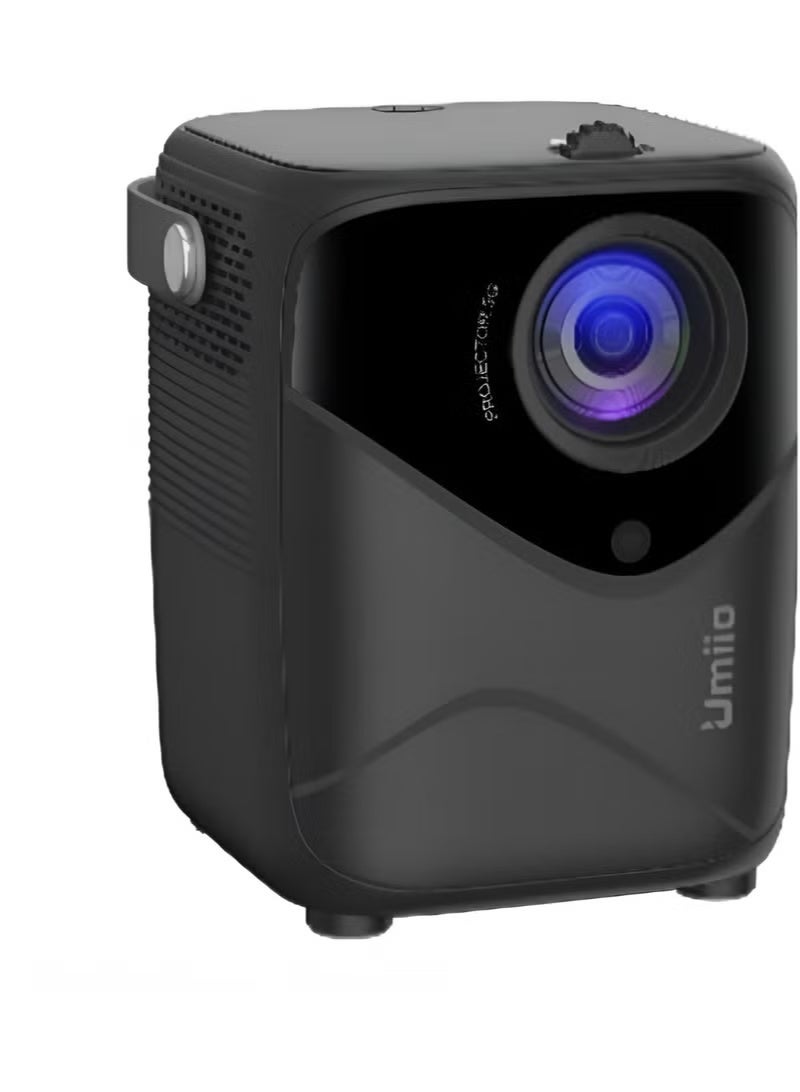 أوميو Umiio Q1 Portable Laser Video Projector with 1920x1080 Full HD Resolution, Android OS, Dual 2.4G/5G WiFi, Bluetooth, Trapezoid Correction, 0.8-5M Projection, Ideal for Home Theater, Gaming & Office Use – Includes Tripod – Black - Image 1