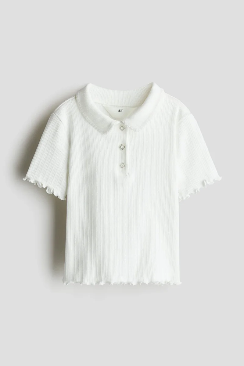 H&M Ribbed pointelle jersey top