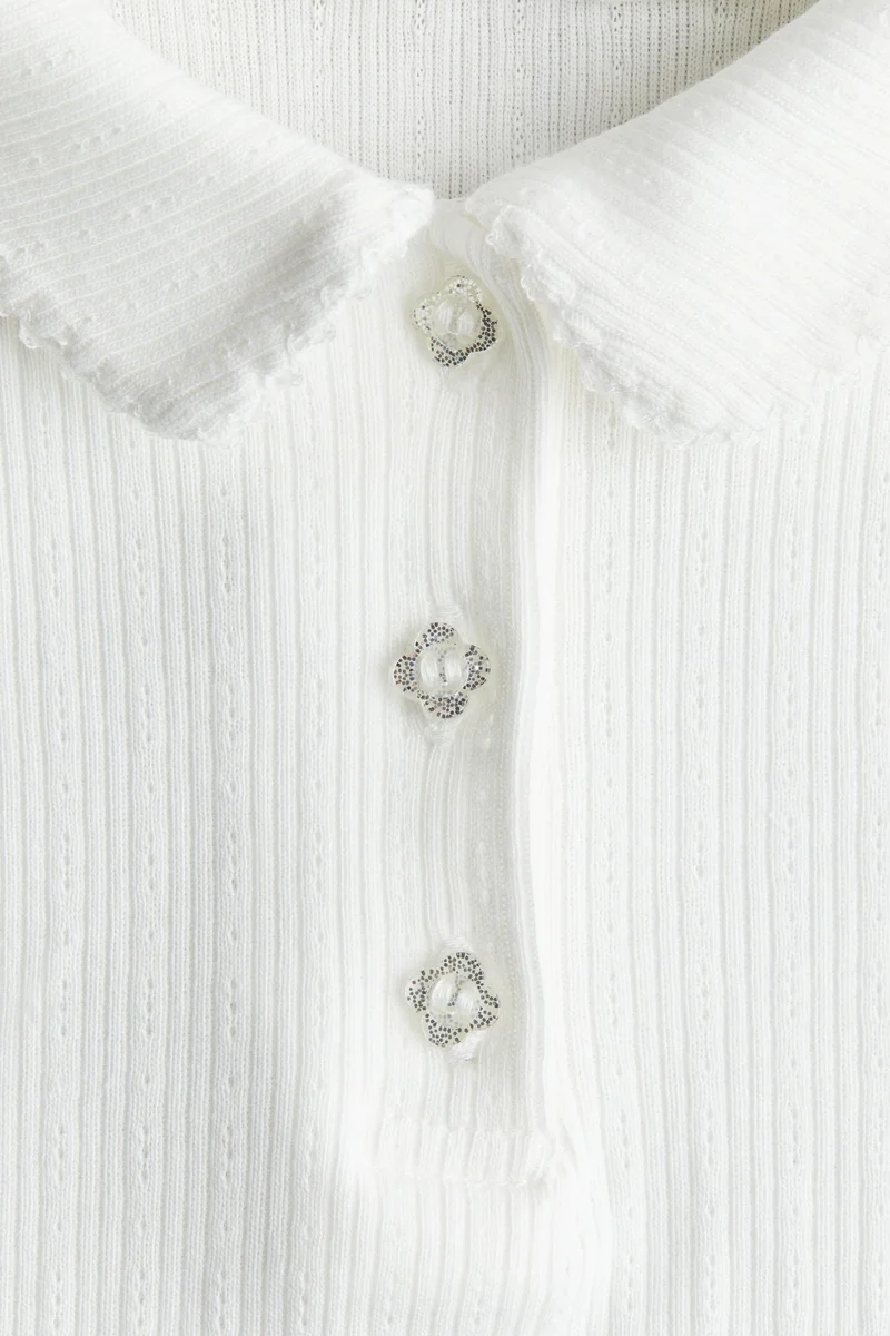 H&M Ribbed pointelle jersey top