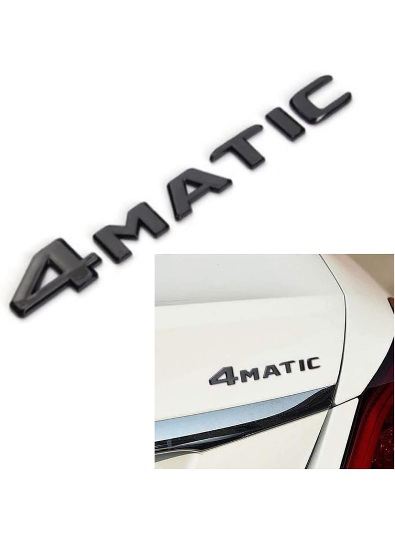 شعار سيارة ثلاثي الأبعاد بنمط "4MATIC" مصنوع من بلاستيك شارة بديلة لتزيين صندوق السيارة (لون أسود) - Image 1