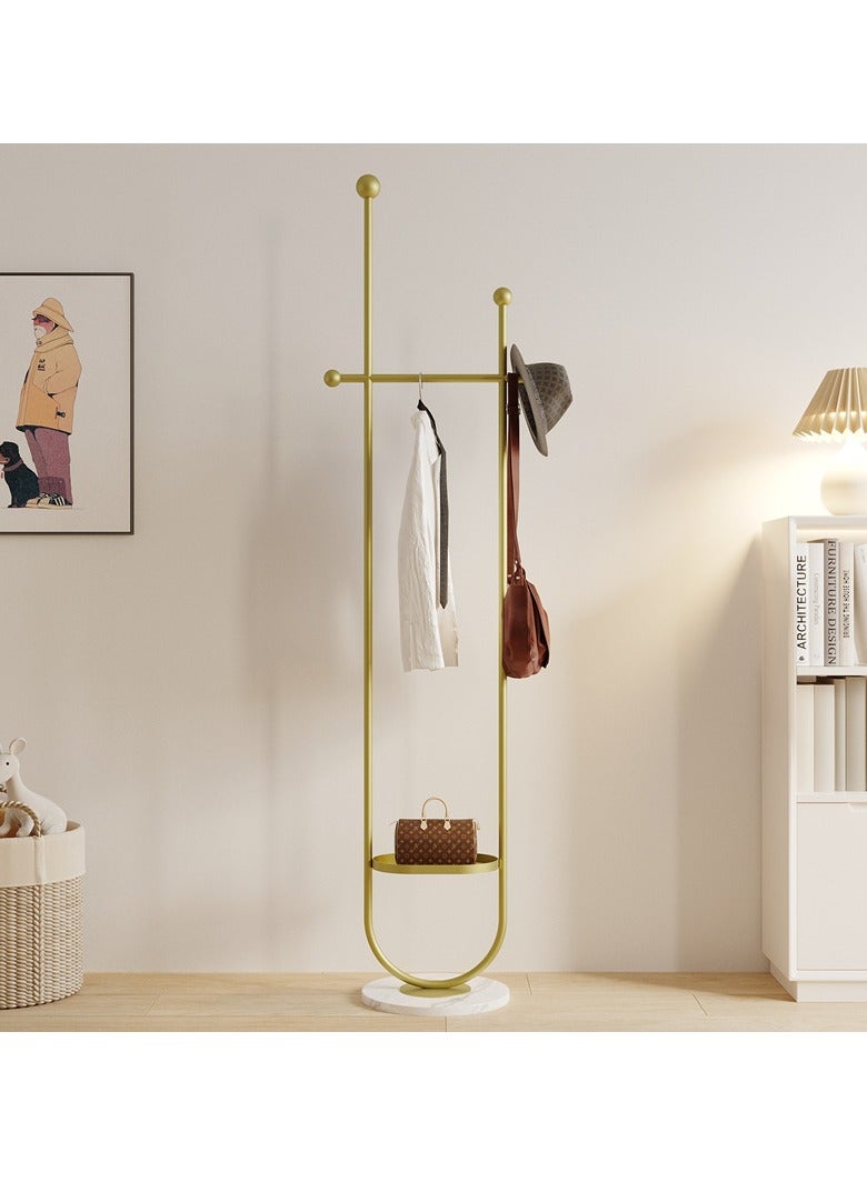 SISGL Modern Metal Coat Rack In Free Standing Fashionable And Versatile Coat Rack With Natural Marble Base Clothes Hanger Stand U-shaped Shape Multi Functional Arch Shaped Metal Coat Hanger 190cmx32cm For A Sleek And Organized Living Space For Bedroom Entryway Living Room Boutique Office Clothing Store Gold - Image 1