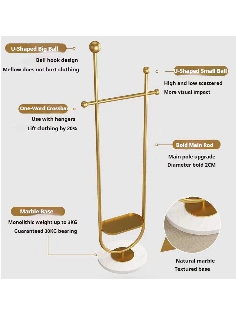 SISGL Modern Metal Coat Rack In Free Standing Fashionable And Versatile Coat Rack With Natural Marble Base Clothes Hanger Stand U-shaped Shape Multi Functional Arch Shaped Metal Coat Hanger 190cmx32cm For A Sleek And Organized Living Space For Bedroom Entryway Living Room Boutique Office Clothing Store Gold - Image 2