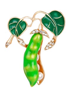 Pea Pod Shape Faux Pearl Rhinestone Inlaid Women Shirt Collar Brooch Pin