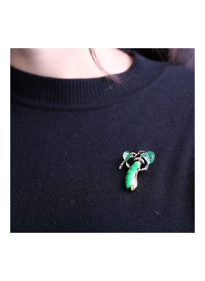 NIBEMINENT - Pea Pod Shape Faux Pearl Rhinestone Inlaid Women Shirt Collar Brooch Pin - Image 1
