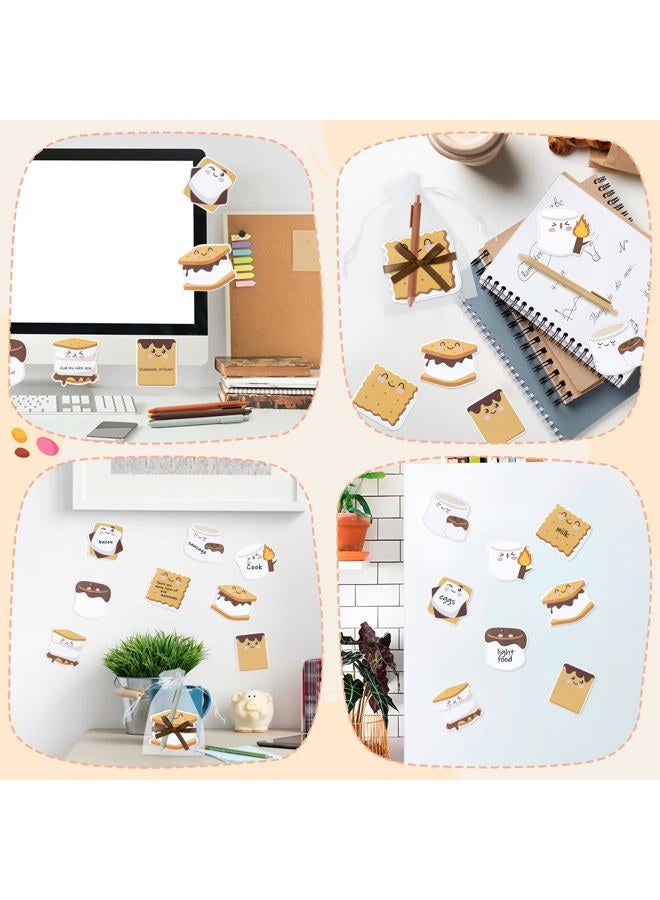 CJiangpo Marshmallow Sticky Note Set - 24 Pack Marshmallow Sticky Note Pads with Ballpoint Pens Ribbons, Funny Memo Pad Stationery Set Classroom Rewards Bonfire Party Gift for Kids Appreciation Gifts - Image 5