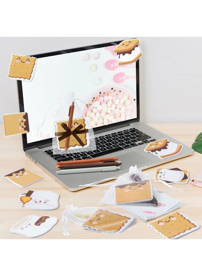 CJiangpo Marshmallow Sticky Note Set - 24 Pack Marshmallow Sticky Note Pads with Ballpoint Pens Ribbons, Funny Memo Pad Stationery Set Classroom Rewards Bonfire Party Gift for Kids Appreciation Gifts - Image 4