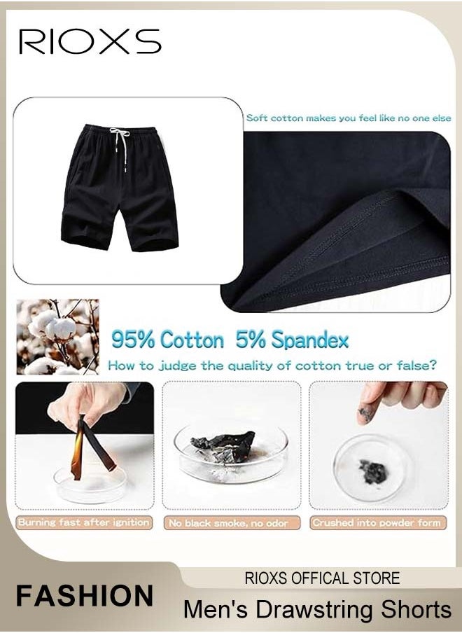 RIOXS Mens Athletic Casual Shorts, Comfortable Drawstring Shorts With Pockets, Summer Breathable Shorts, Fashion Beach Short Pants, Elastic Waist Shorts For Stretching, Running, Gym, Ball Sports, Family  - Image 5