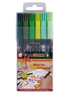 SAKURA Koi Coloring Brush Pen Set Of 6 Green Shades  - Image 1