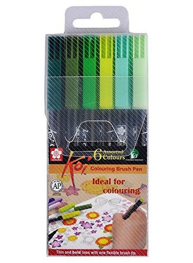 SAKURA Koi Coloring Brush Pen Set Of 6 Green Shades - Image 2