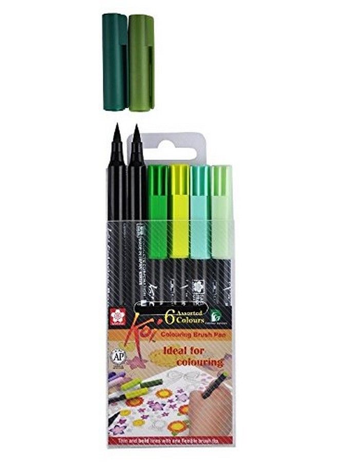 SAKURA Koi Coloring Brush Pen Set Of 6 Green Shades - Image 3
