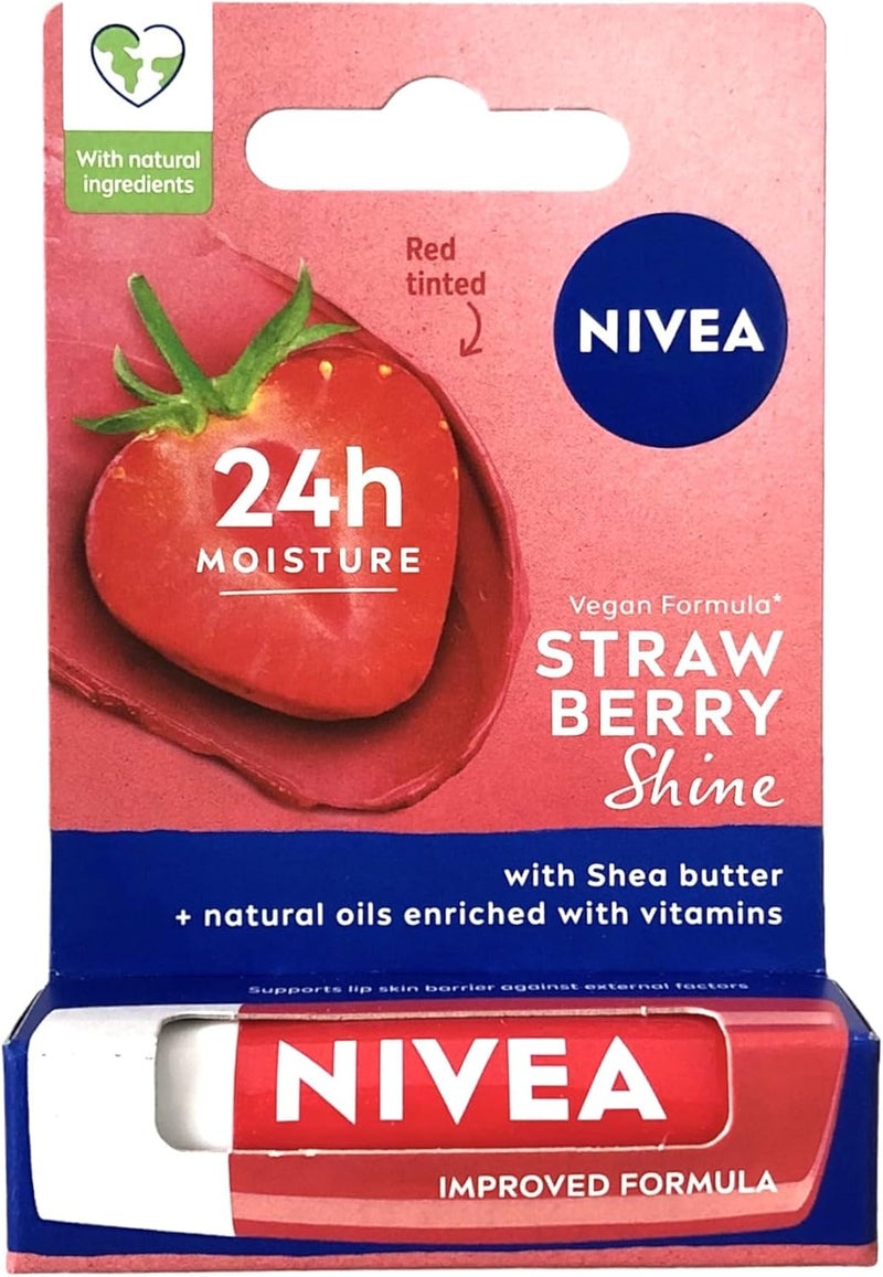 Nivea Lip Balm Fruity Shine STRAWBERRY Pack of 1 by Nivea