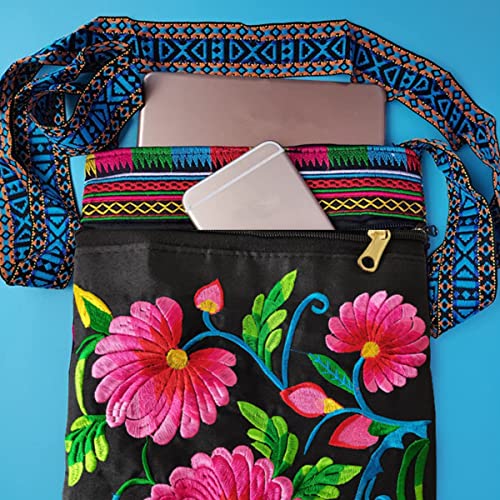 PHEVOS Hobo Crossbody Handbag for women, Hippie Shoulder Bags Purse Vintage Ethnic Tribal Embroidered Boho Hippie for Ladies - Image 5