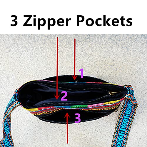 PHEVOS Hobo Crossbody Handbag for women, Hippie Shoulder Bags Purse Vintage Ethnic Tribal Embroidered Boho Hippie for Ladies - Image 4