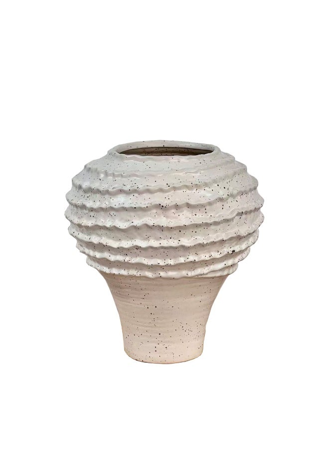 MirageBotanics Beige Ceramic Vase for Pampas Grass, Flowers and Plants, for Home, Office Living Room,Table Shelf Decor - Image 1