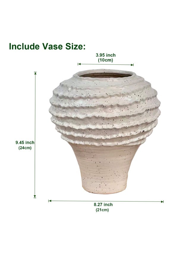 MirageBotanics Beige Ceramic Vase for Pampas Grass, Flowers and Plants, for Home, Office Living Room,Table Shelf Decor - Image 2