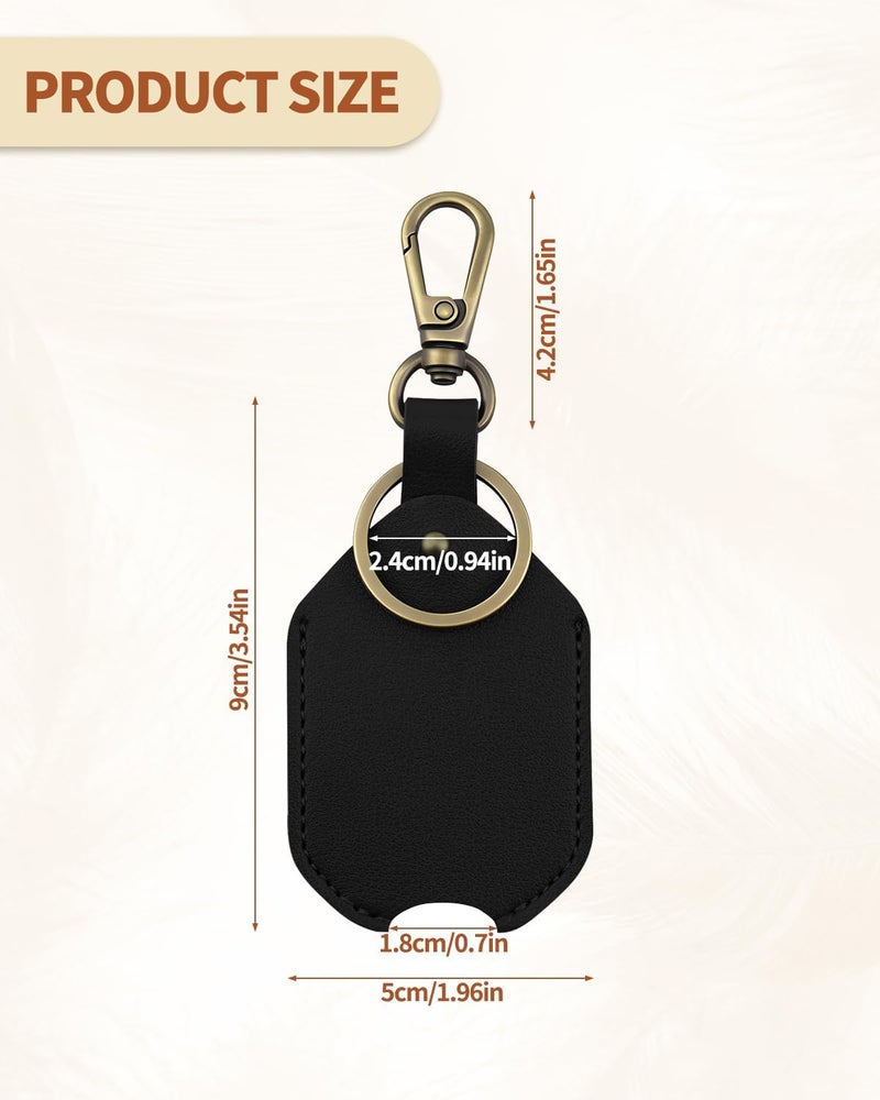 Aecsze Leather Car Key Cover, Key Covers for Car Keys, Broken Key Protector with Iron Key Ring (Retro Black) - Image 2