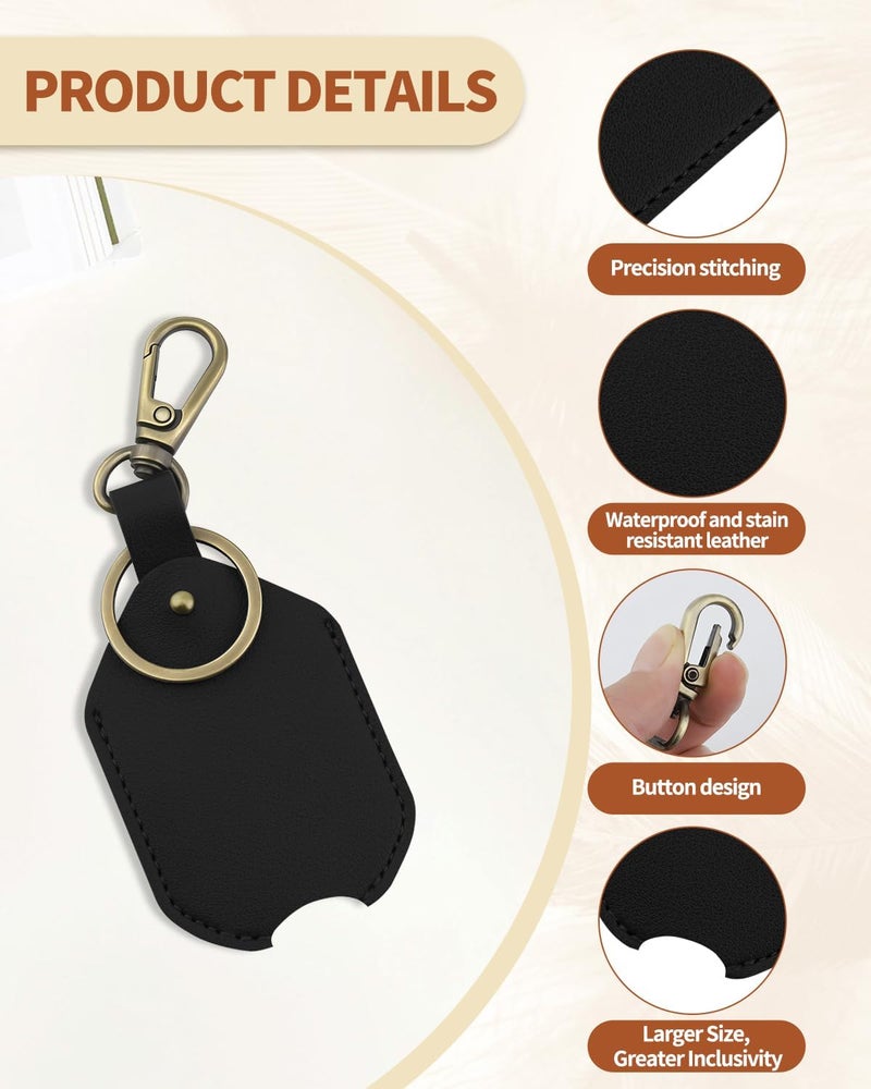 Aecsze Leather Car Key Cover, Key Covers for Car Keys, Broken Key Protector with Iron Key Ring (Retro Black) - Image 3